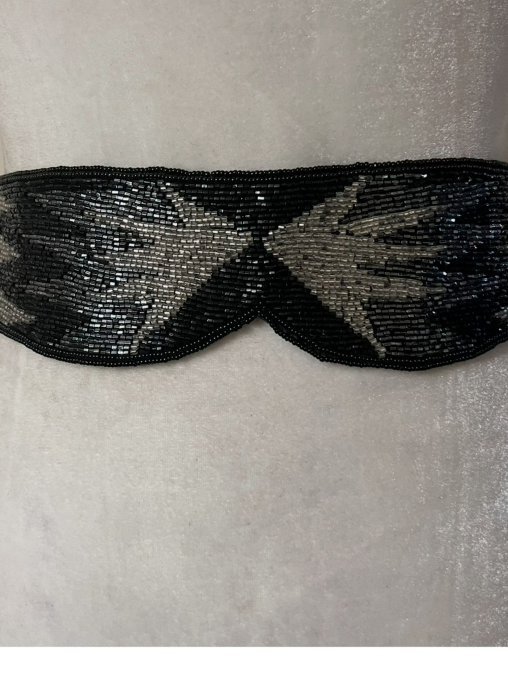 Vintage Milor Ltd Hand-Beaded Art Deco Belt black silver metallic - Picture 4 of 9